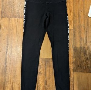 Victoria's Secret Pink Ultimate Yoga Leggings Logo Black Maroon Womens S